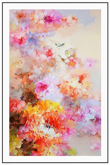 乾图映画 抽象装饰画花卉牡丹现代简约挂画客厅沙发背景墙玄关卧室