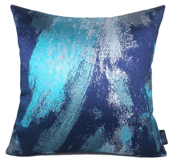 匠心宅品 现代简约样板房家居软装靠包抱枕蓝色大笔触方枕