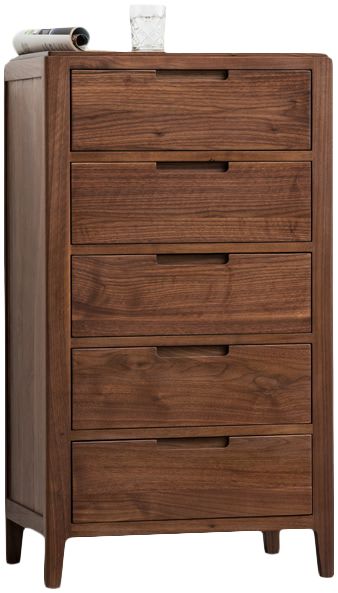 源氏木语 现代纯实木黑胡桃木蜡油斗柜