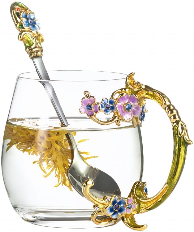 罗比罗丹珐琅彩创意水杯ins带勺咖啡玻璃杯家用办公男女花茶杯子