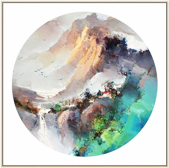 装饰画山水中国风手绘复制油画现代装家居酒店艺术品挂画客厅玄关