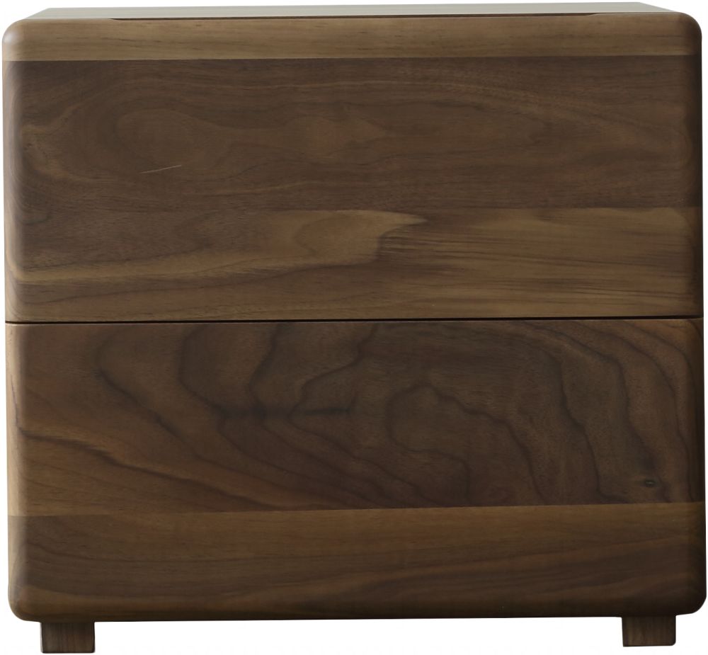 后门家居hg1北欧黑胡桃家具 现代简约卧室储物柜双抽屉实木床头柜