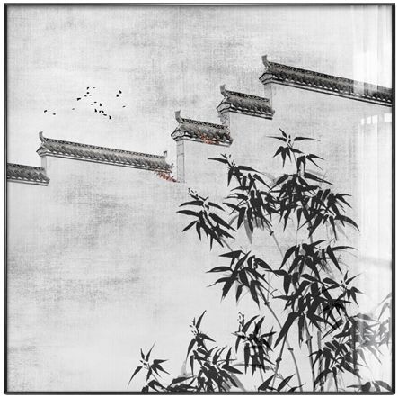 新中式中国风装饰画客厅玄关沙发背景墙徽派建筑挂画过道走廊壁画