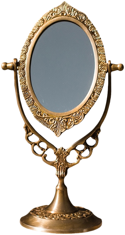 掬涵家居 法式进口黄铜桌面装饰复古文艺镜子