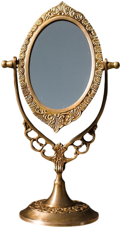 掬涵家居 法式进口黄铜桌面装饰复古文艺镜子