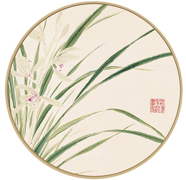 新中式客厅装饰画玄关壁画圆框画 中国风水墨花卉圆盘画餐厅挂画