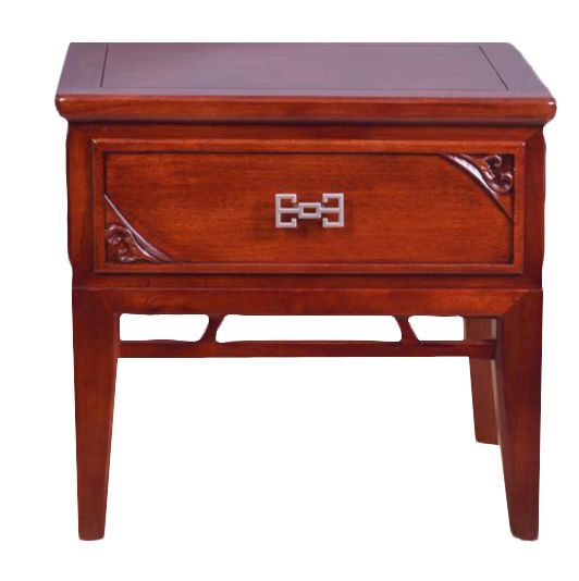 宝居乐阑廷苑新中式家具 桃花芯实木雕花 实木床头柜tl616床头柜