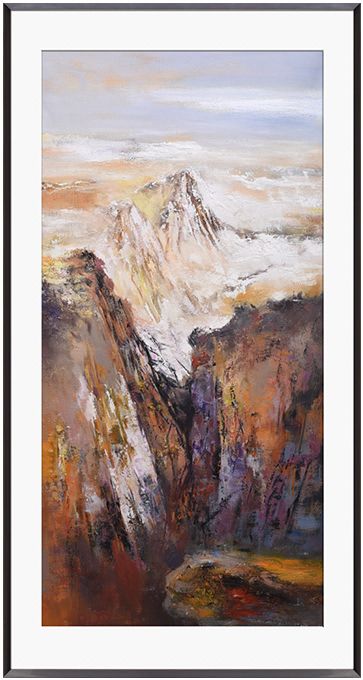 唯艺汇 现代简约竖版装饰画玄关走廊抽象手绘油画风景山水挂画