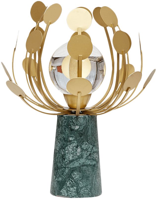 初见 现代大理石金属水晶球工艺品摆件