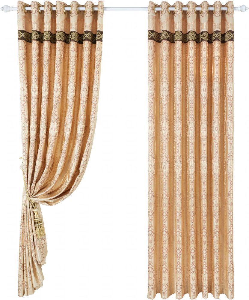 城市领秀窗帘布艺金黄米黄经典花纹