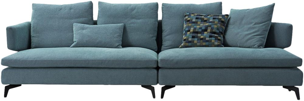 汉格家具现代灰绿色高品质真皮高密度海绵三人沙发