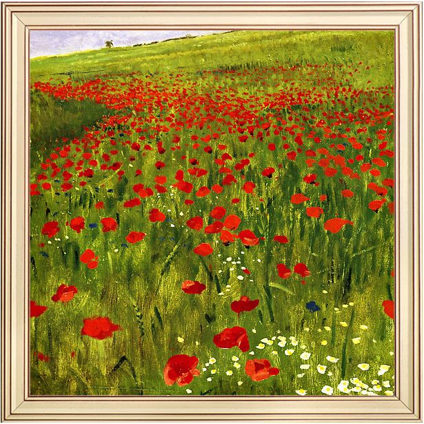 上品印画 梵高罂粟田 欧式样板房卧室风景画挂画装饰画墙画墙面框