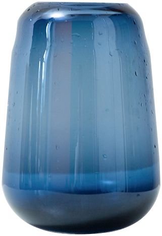 优米纳 现代简约手工蓝色玻璃花瓶新中式家居客厅插花摆件水培