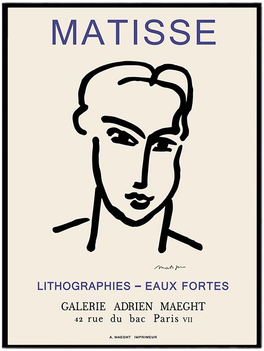 亨利马蒂斯matisse现代简约抽象人物黑白线条装饰画none挂画art