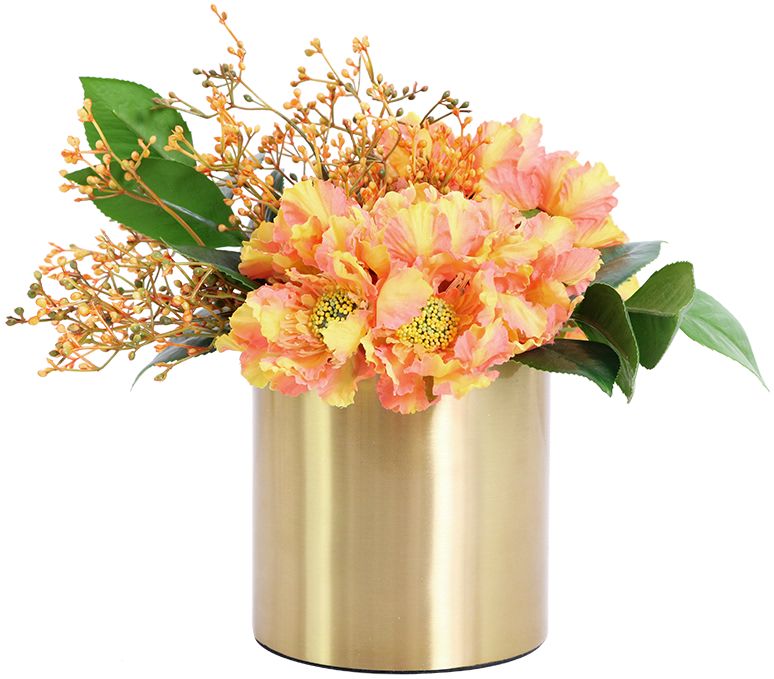 密度家居 美式高档橘色花艺仿真花 客厅样板间装饰花软装饰品系列摆件