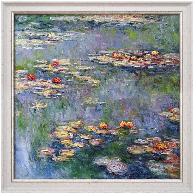 唯艺汇手绘客厅墙装饰画玄关走廊挂画欧式简约油画莫奈睡莲有框画