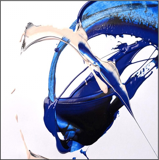 创意蓝色笔刷笔触抽象艺术油画